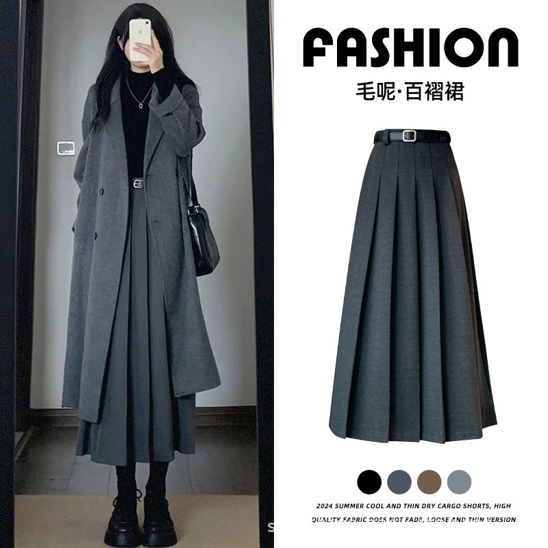 Grey Pleated Dress Women's Spring and Autumn Draped Skirt High Waist Casual Large Swing A- line Over-the-Knee Mid-Length Skirt Grey Pleated Dress Women's Spring and Autumn Draped Skirt High Waist Casual Large Swing A- line Over-the-Knee Mid-Length Skirt