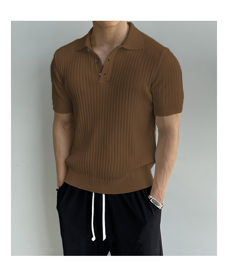 Polo slim fit da uomo – t-shirt in maglia estiva stile coreano_voghion.com