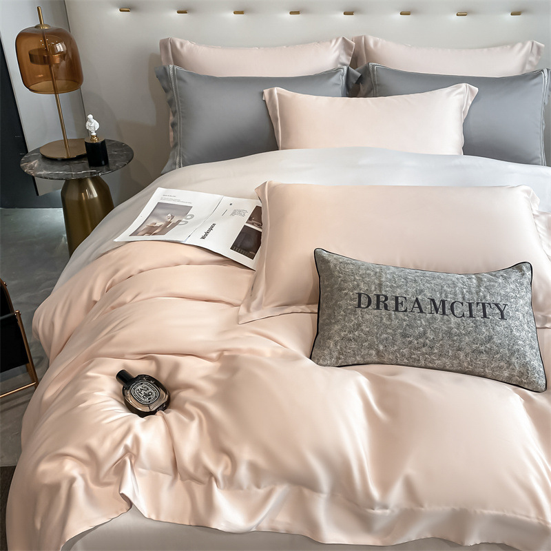 Verano 100% Tensi Juego de cuatro piezas Ropa de cama de verano de lujo ligero Funda de edredón Ropa de cama de tres piezas Ropa de cama