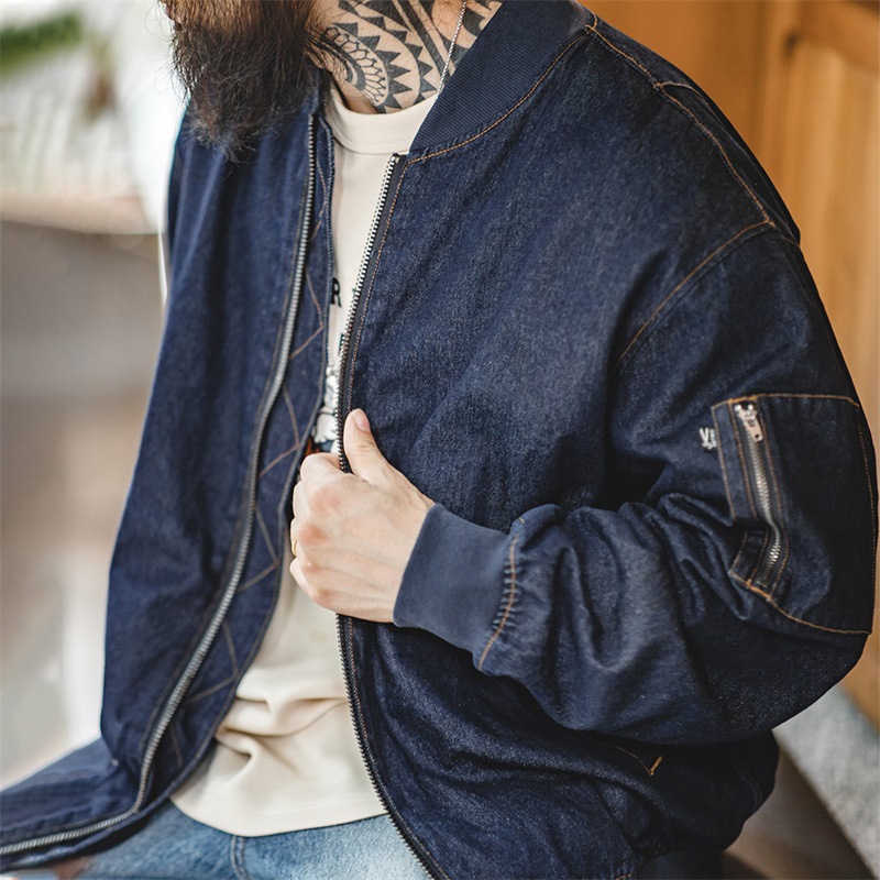 Retro baseball denim jacket