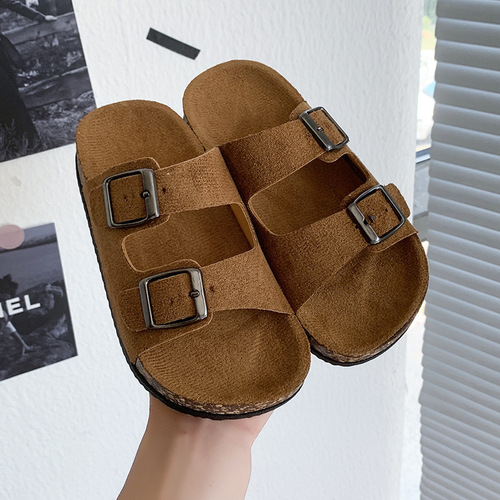 Children's BOBKEEN Shoes Water-Resistant Cotton Retro Summer New Double Buckle Adjustable Outer Wear Thick Sole Non-Slip Slippers for Boys