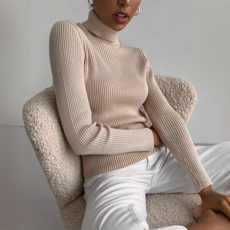 Cross-Border Turtleneck Knitwear European and American 2025 Amazon Autumn Knitwear Turtleneck Pullover Knitwear for Women