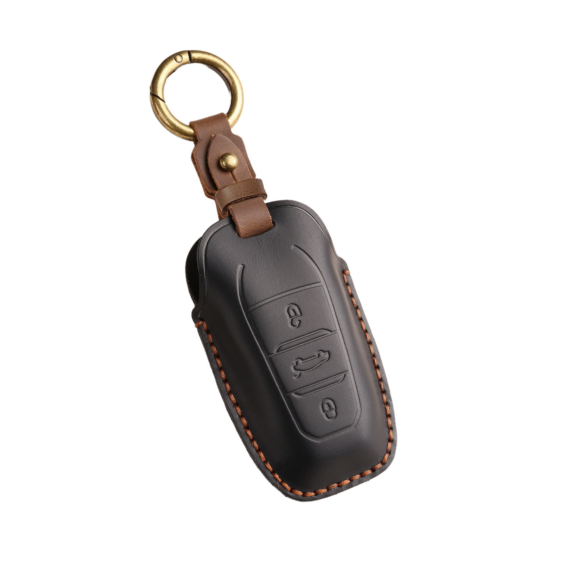 Retro Key Cover Suitable for Dongfeng Peugeot 5008 Key Cover Citroen Car Leather Key Case Buckle