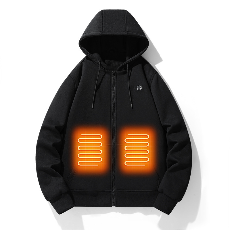 Cross-border New Smart Heating Sweater Casual Hooded Jacket Charging Heating Outdoor Cold-resistant Warm Sports Top