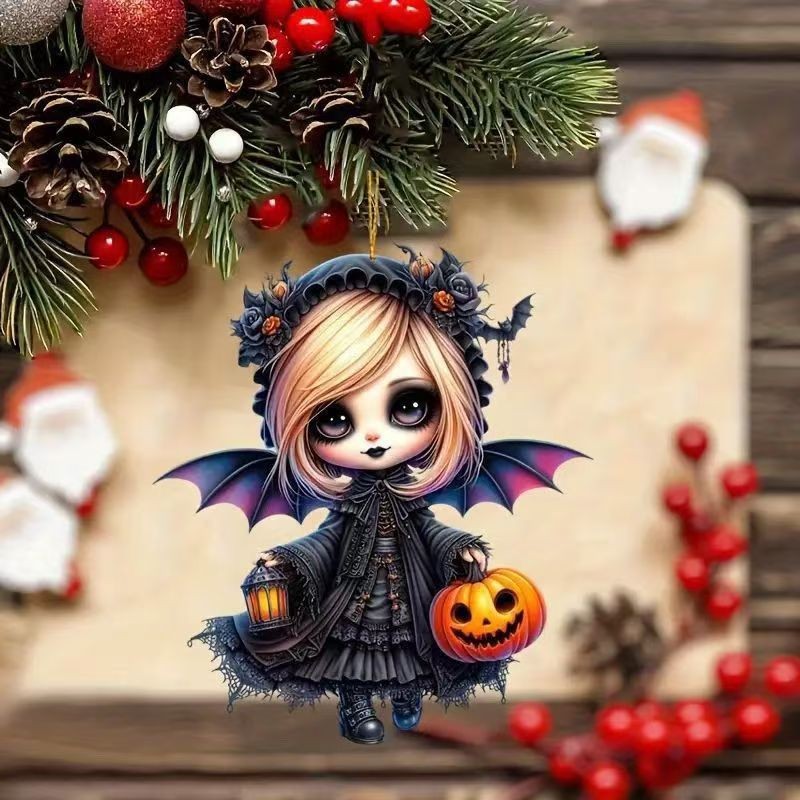 Halloween nuevo acrílico bruja coche espejo retrovisor decoración colgante decoración árbol de Navidad mochila colgante