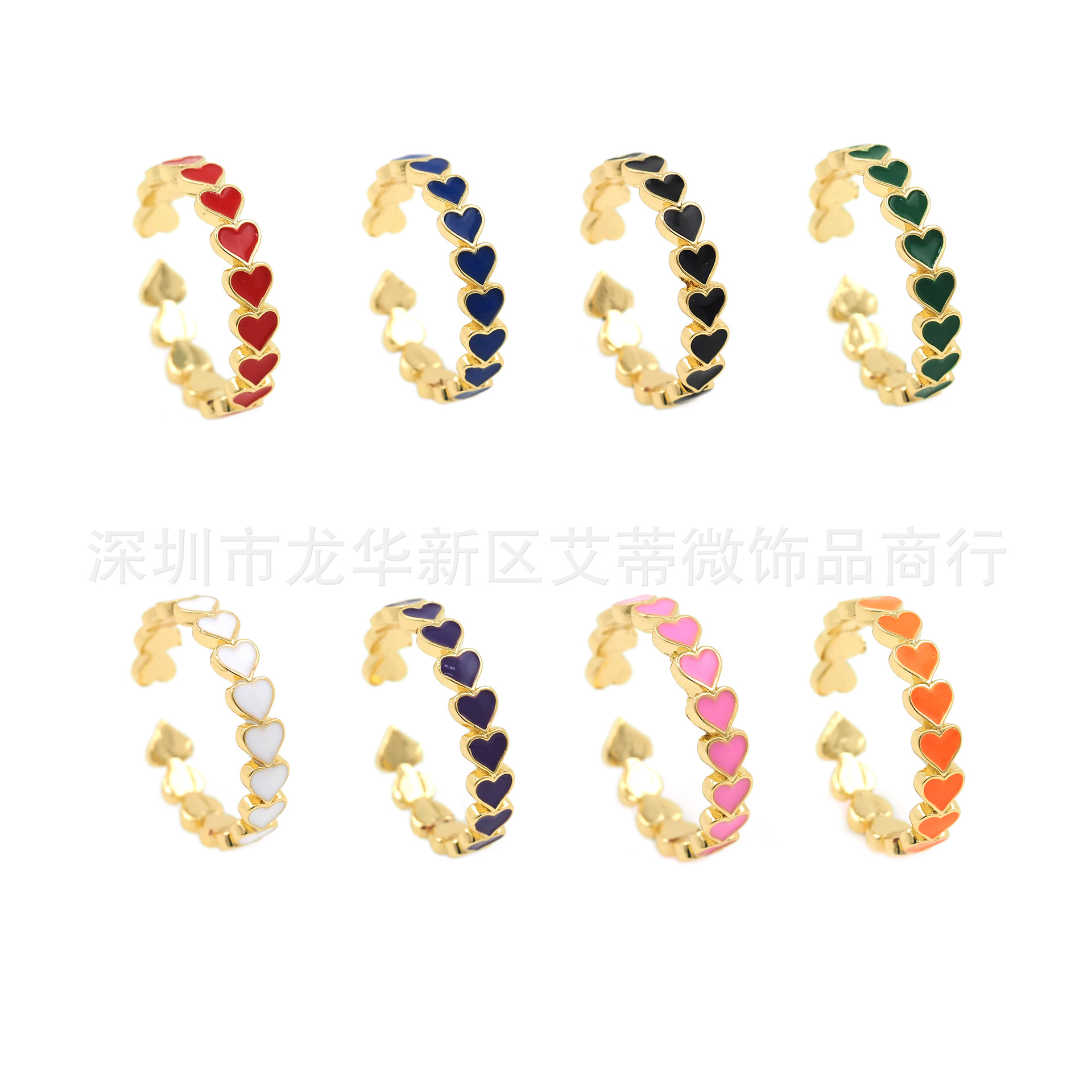 Copper adjustable universal small design ring heart shaped