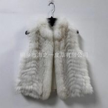 秋冬新品爆款真毛狐狸毛女装皮草斜纹理车条休闲短款马甲背心女