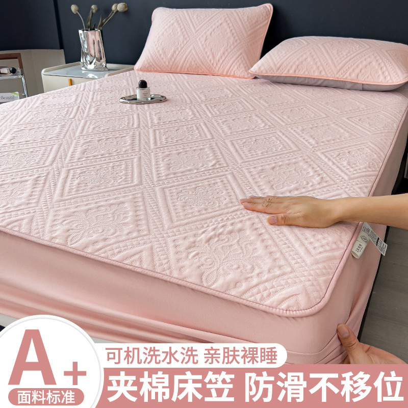 Cama de algodón intercalada una sola pieza 2025 nueva cubierta de cama cubierta de polvo cubierta de colchón antideslizante cubierta protectora Simmons cubierta protectora