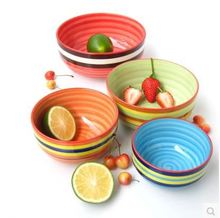 和源彩虹碗韓式精致陶瓷碗現在耐高溫米飯碗泡面碗湯碗吃大碗餐具