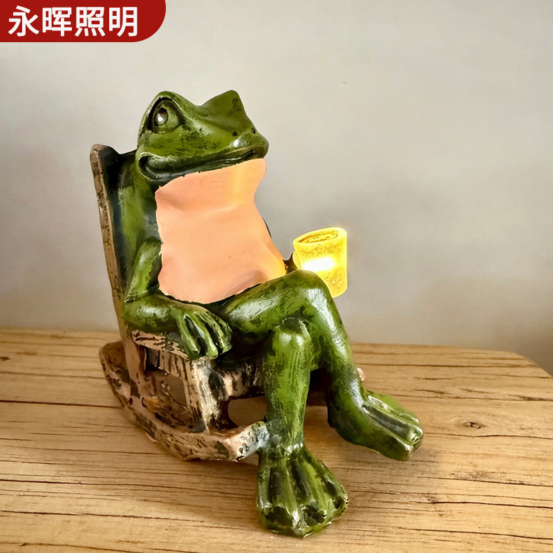 Outdoor Courtyard Balcony Garden Decoration Window Sill Ornaments Yard Layout Waterproof Creative Solar Frog Night Light