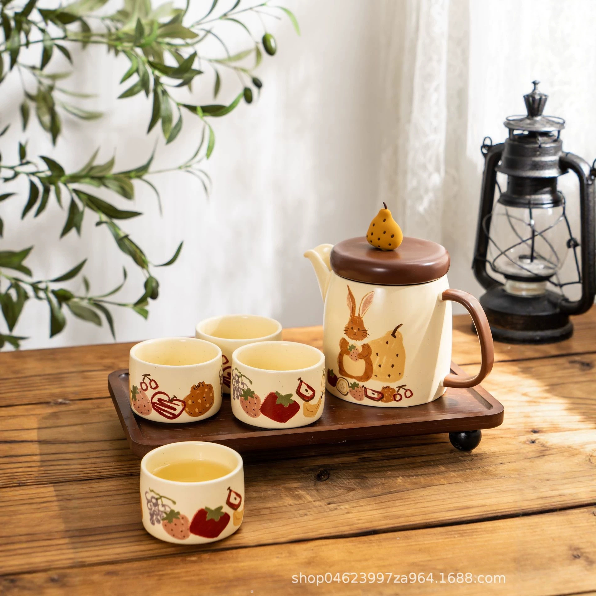 Retro Graffiti Fruit Rabbit Tea Set 2026 New Model Teapot Birthday Gift for Women Housewarming Gift Souvenir