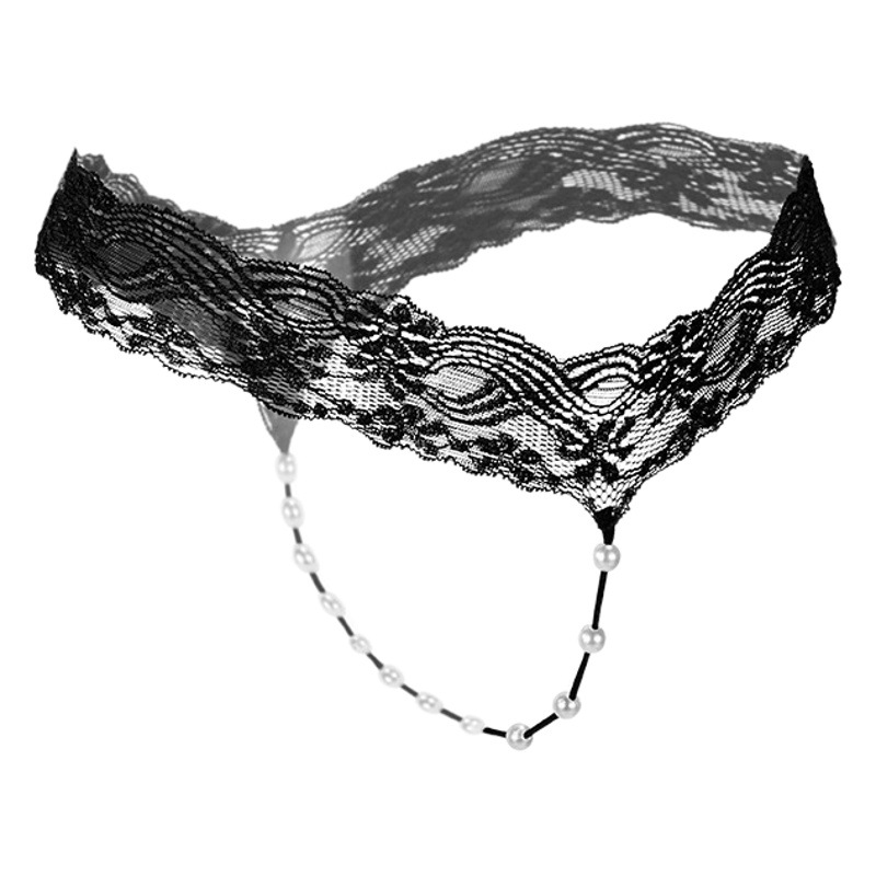 Night fun sexy pearl massage thong free open crotch lace underwear transparent hot temptation briefs