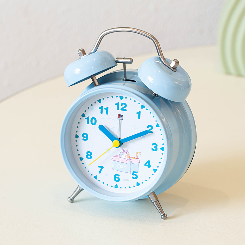 Venta al por mayor de fábrica de 4 pulgadas regalo creativo estudiante hogar despertador inteligente mesita de noche escritorio decoración de metal pequeño reloj