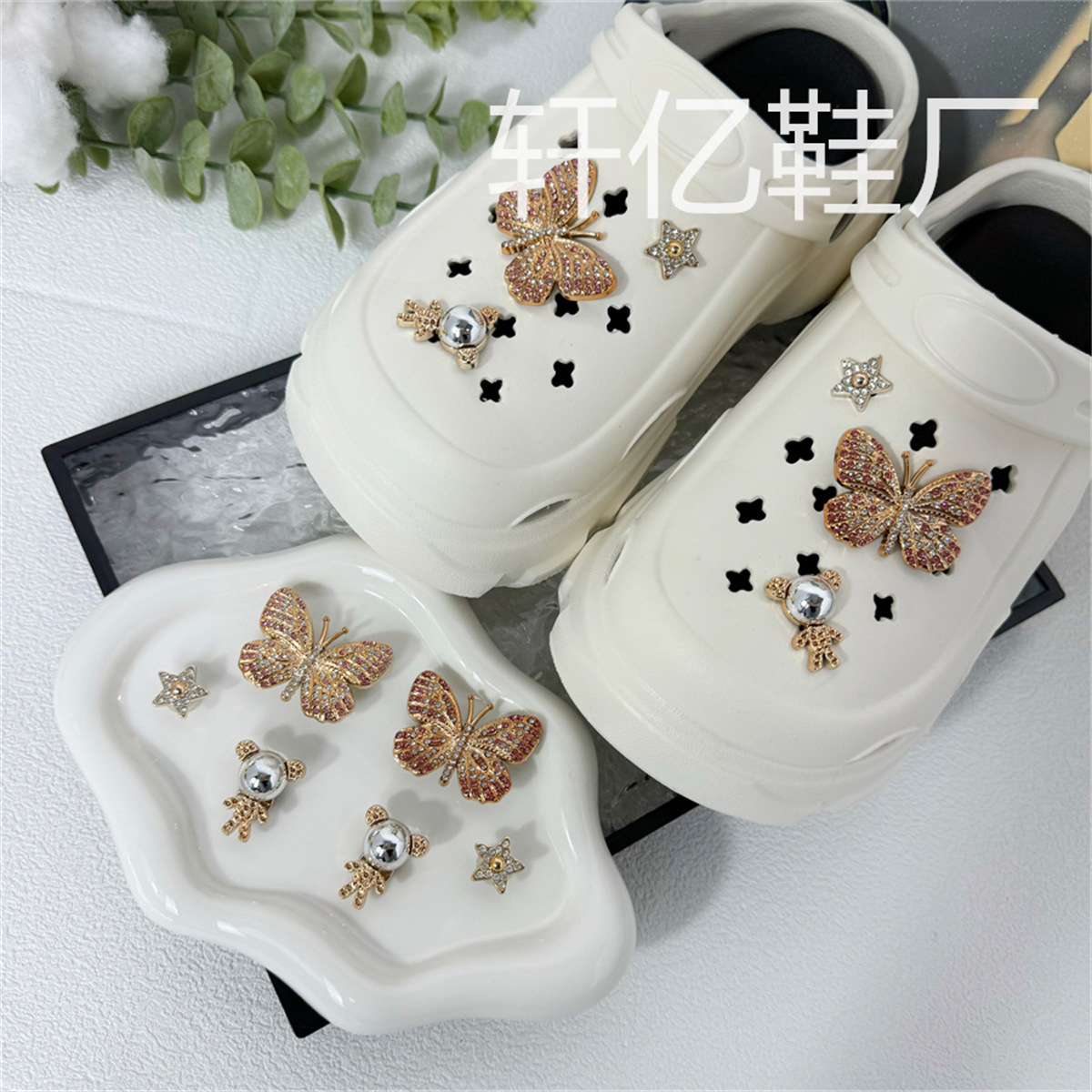 Nuevo ramo, zapatos de flores, agujeros de flores, accesorios de perlas tridimensionales de alta calidad, accesorios de bricolaje decorativos, zapatos de fragancia desmontables