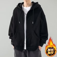 秋冬男女同款加绒加厚卫衣港风连帽宽松上衣冬季新款男士外套批发