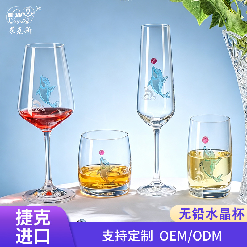 Checo original de importación de tazas de cristal tallado tazas de vino caseras tazas de champagne whisky tazas de hotel alto pie al por mayor