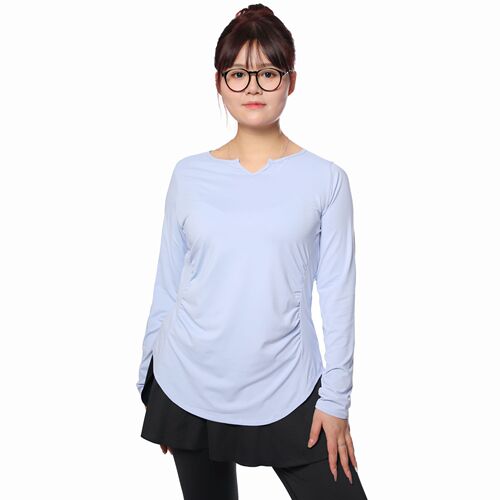 Women's Oversized Yoga Top, Moisture-Wicking and Breathable, V-Neck, Long Sleeve, Folded Waist Shaping, Slimming Fitness T-Shirt