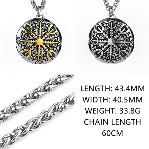 Viking Odin Logo Compass Titanium Steel Pendant European and American Style Men's Fashion Personalized Stainless Steel Pendant Necklace
