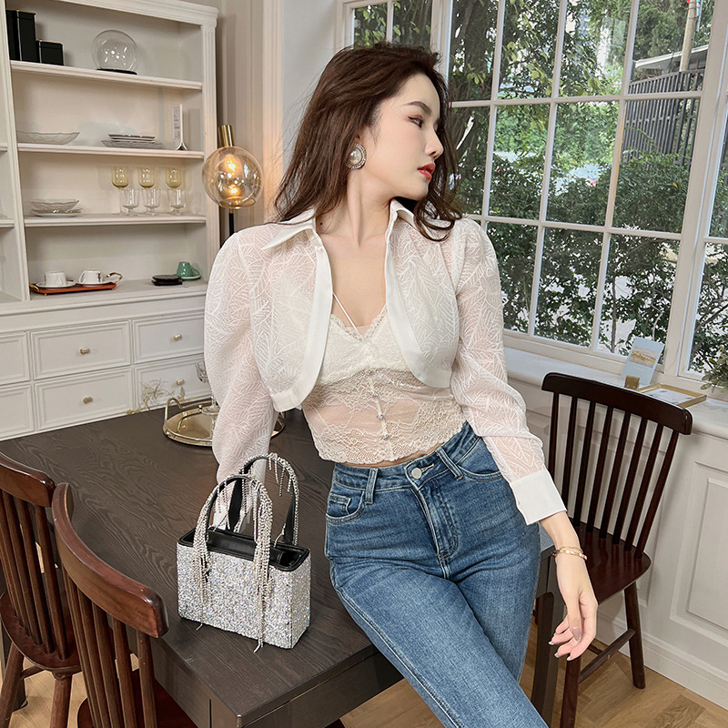 Áo khoác cardigan ngắn chống nắng mỏng nhẹ mặc trong nhà điều hòa — Màu đen