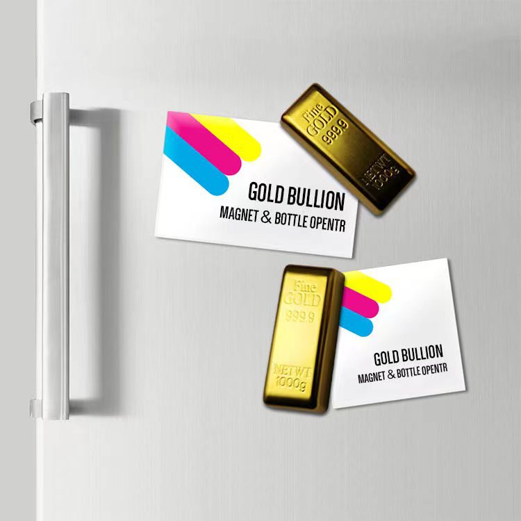 Nuevo abridor de botellas imán de ladrillo de oro puede absorber pegatinas de refrigerador barra de oro abridor de botellas de cerveza regalo de cumpleaños