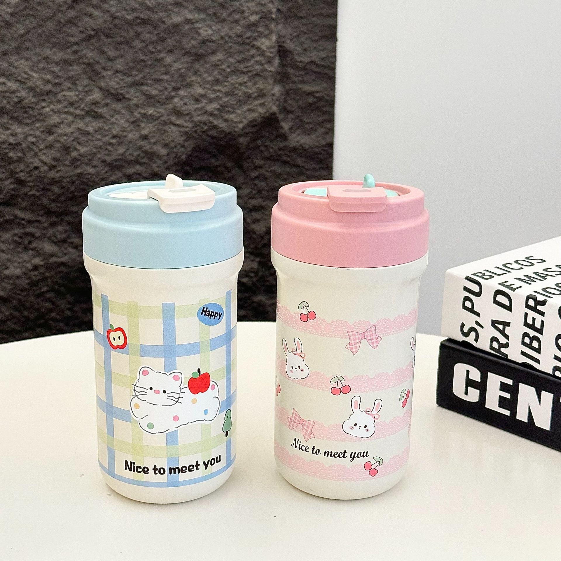 Taza de agua de acero inoxidable de alto valor nominal simple, taza de aislamiento térmico diaria para estudiantes, cuerdas de separación de té, tazas de gran capacidad