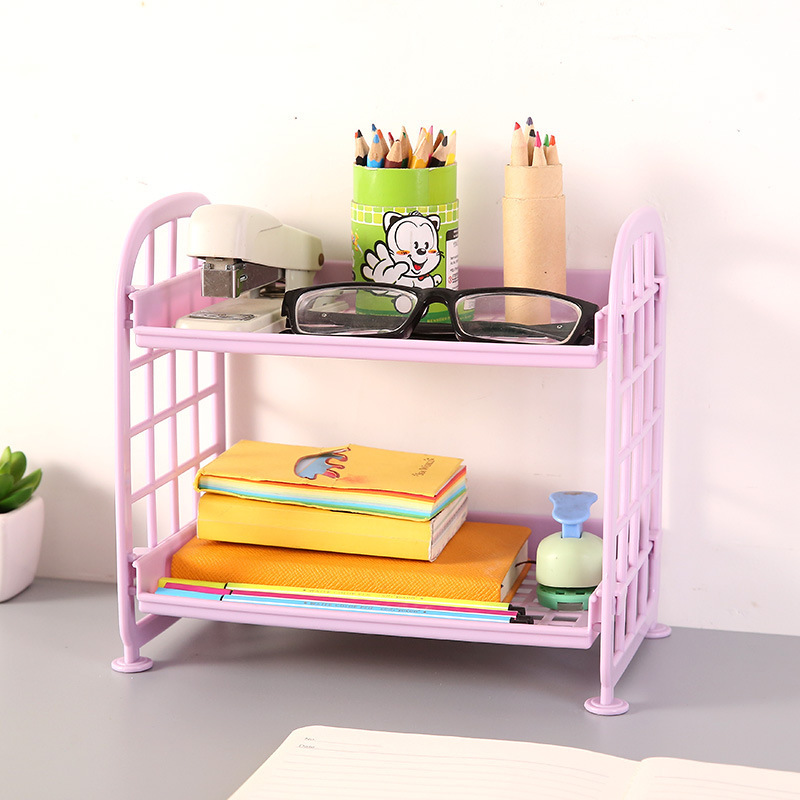 Estante de escritorio de plástico multicapa casero cocina estante de acabado hueco cosmético de doble capa estante de almacenamiento de baño