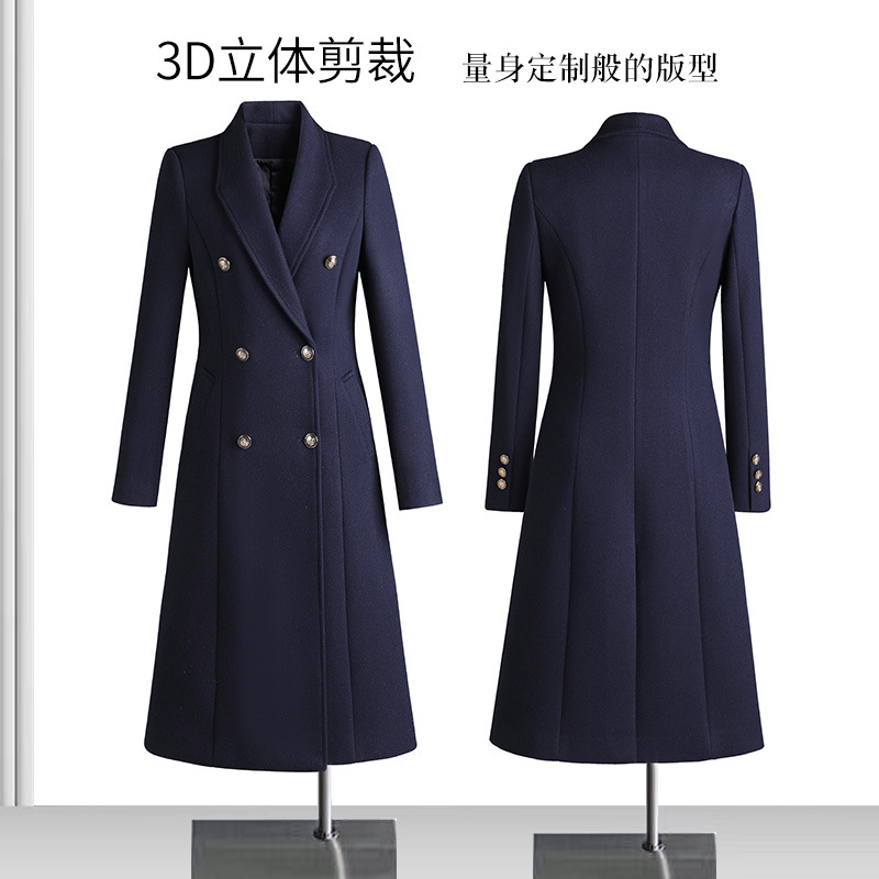 고급 전문 모직 코트 여성 가을 겨울 호텔 프런트 데스크 영업 부서 툴링 두꺼운 슬림핏 모직 코트
