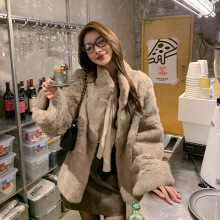 兔毛毛外套女2025冬季小个子巴黎时尚经典款保暖皮毛一体皮草大衣
