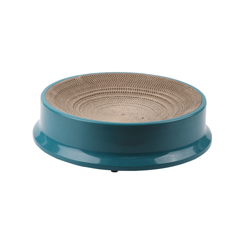 Compás redondo tablero del rasguño del gato papel corrugado reemplazable combinación de arena para gatos de plástico resistente a los arañazos gato mascota tablero del rasguño arena para gatos