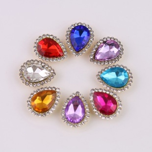 Yiwu factory direct sales 10 * 14MM water drop double layer flower Sunflower Diamond diy acrylic clothing jewelry accessories