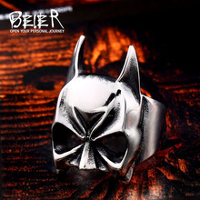 beier动漫蝙蝠侠头像不锈钢戒指 男士复古面具钛钢指环首饰品批发