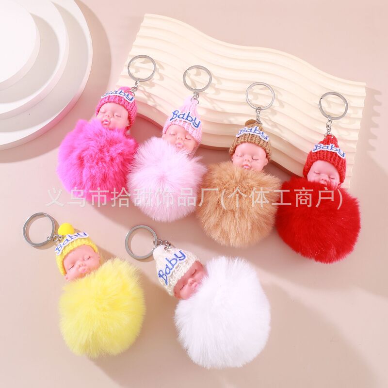 Popular Imitation Rex Fur Sleeping Doll Keychain Pendant Cartoon Cute Plush Doll Couple Backpack Pendant Wholesale Popular Imitation Rex Fur Sleeping Doll Keychain Pendant Cartoon Cute Plush Doll Couple Backpack Pendant Wholesale