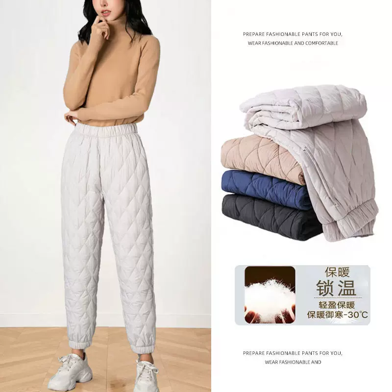 保暖休闲棉裤2025秋冬新款女外穿高腰束脚中老年大码轻薄保暖棉裤