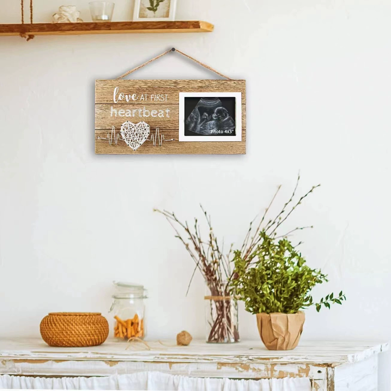 В наличии деревянная фоторамка для домашних животных креативное украшение стола Baby B-ультразвуковая подвеска фоторамка в форме сердца обмотка сердцебиения Памятное