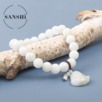 天然翡翠玉佛头念佛珠串女士男士手持圆珠手串弹力绳闺蜜礼物饰品