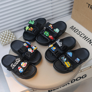 High-End Lazy Thick-Soled Cartoon Outer Slippers for Kidsren Ins Summer New Style Beach Sandals That Feel Like Stepping on Shit