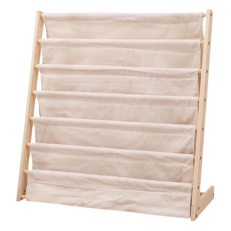Solid wood bookshelf children's floor bookcase multi-layer storage bookshelf movable reading bookshelf picture book storage rack