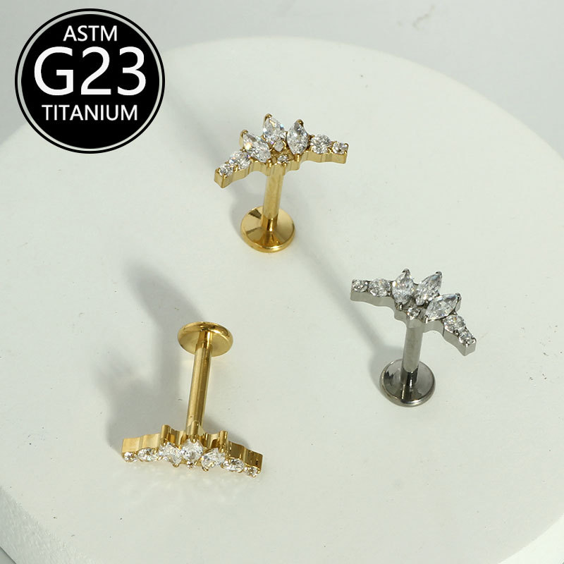Pointed titanium steel lip stud product view