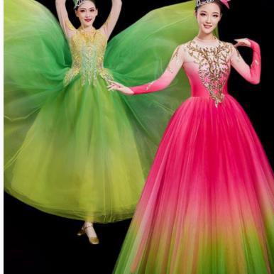 新款大气开场舞舞蹈服舞台歌伴舞大摆裙表演