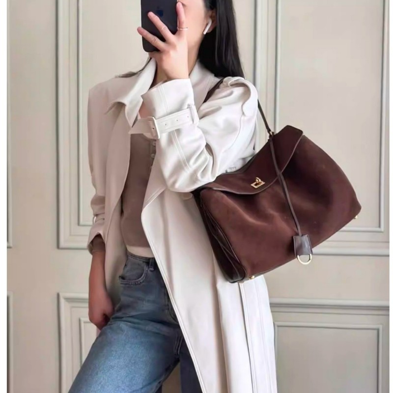 手提凯莉包包女款2025春夏新款麂皮绒大容量通勤斜挎时尚托特包女|undefined