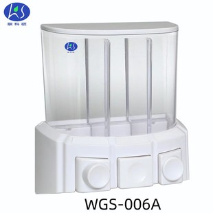 LKS white transparent three-head manual soap dispenser wall-mounted hotel shampoo shower gel pressing soap dispenser