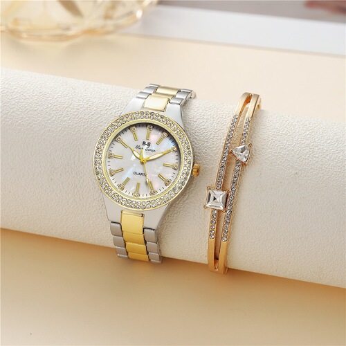 22 years new steel belt diamond ladies bracelet watch luxury fashion gift box watch bracelet two-piece quartz watch