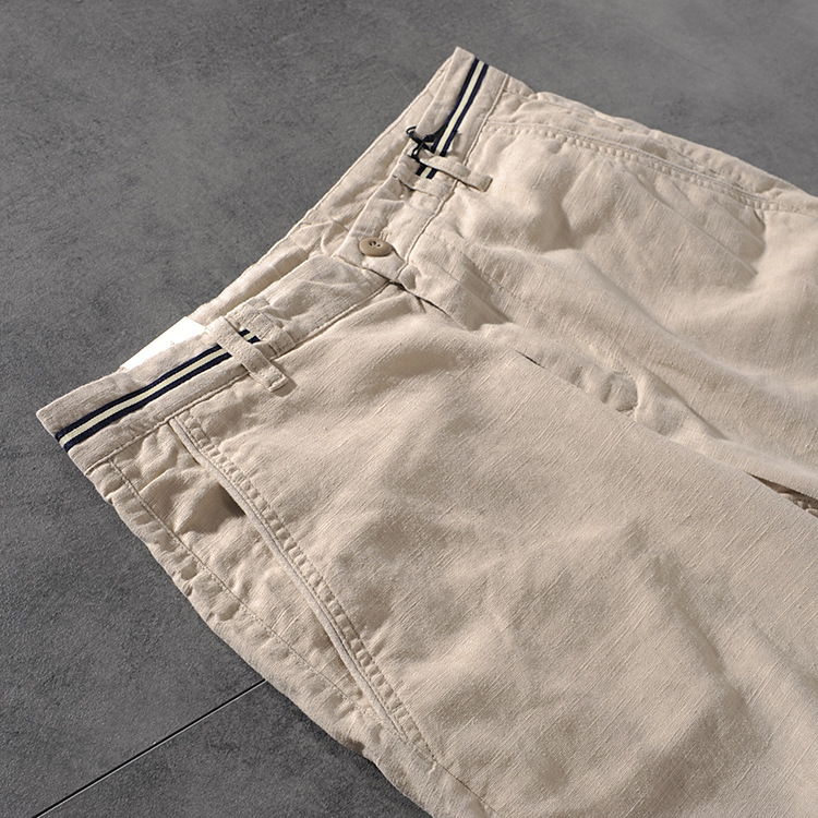 DEESMANCE and CO spring/summer American comfortable wash cotton linen simple men's casual pants five-point pants 277 36