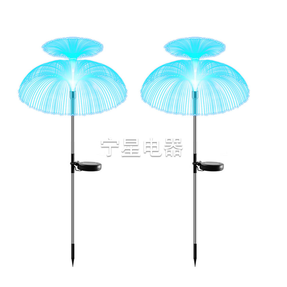 Lámpara de vacaciones de fibra óptica de doble capa solar al aire libre transfronteriza lámpara de vacaciones impermeable jardín paisaje patio medusas Lámpara decorativa