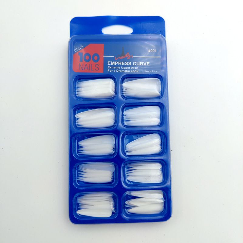 Nail art wholesale 100 piece blister box full paste white natural transparent pointed nail piece fake nail nail art patch