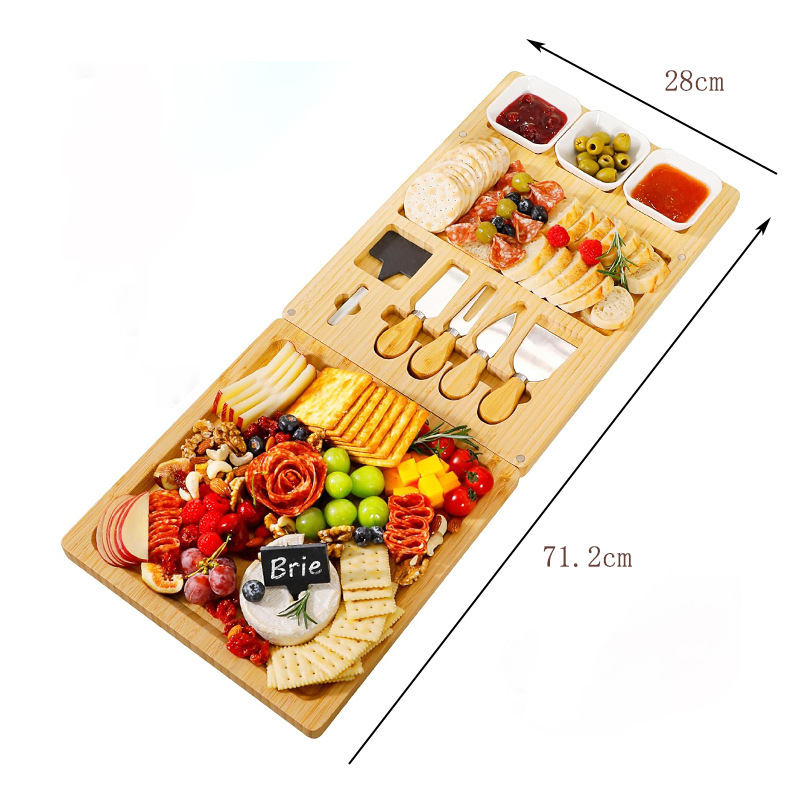 Tabla de cortar de bambú multifuncional queso tablero de queso fiesta en casa plato creativo postre merienda jamón bandeja de Bambú