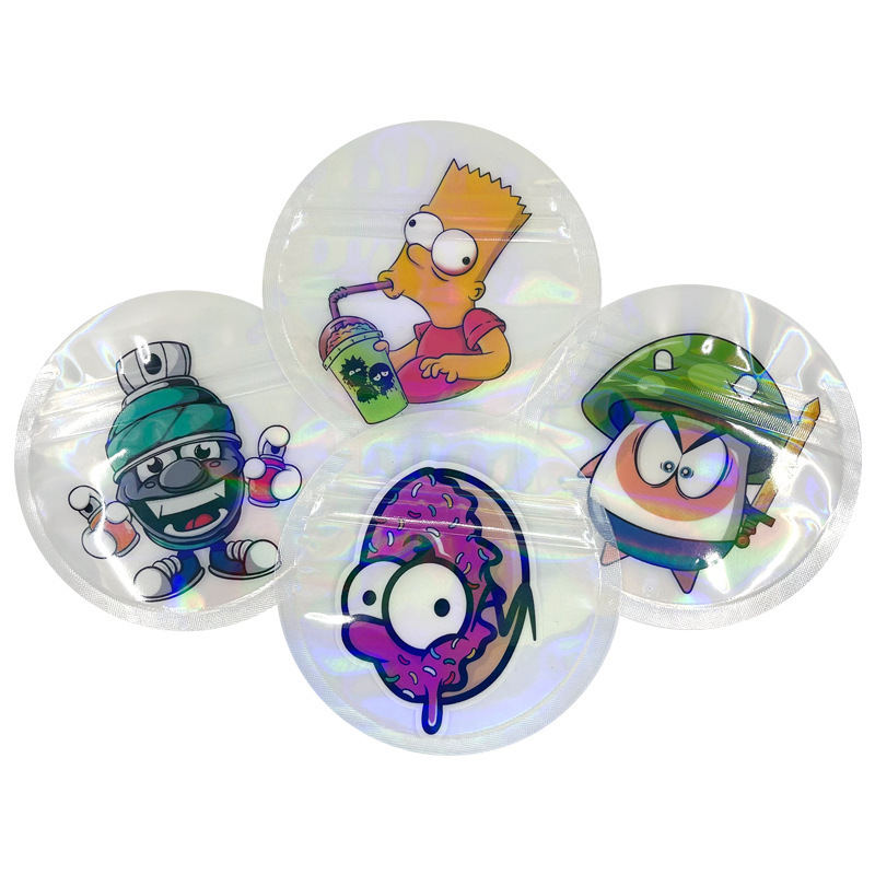 9x9cm透明圆形 镭射卡通糖果自封袋异形袋跨境外贸 100个一包价