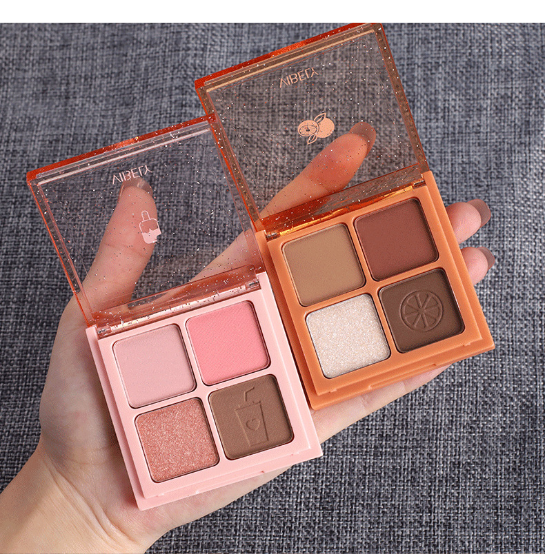 VIBELY Four-grid matte and glossy ground color eyeshadow palette, suitable for high-gloss, fine-textured daily pearlescent eyeshadow for lazy people Specification drawing