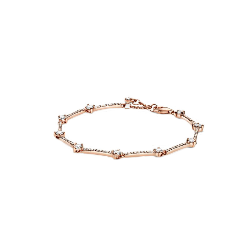 Beaded Bracelet In Pure Silver, Sparkling Fashionable Accessory_voghion.com