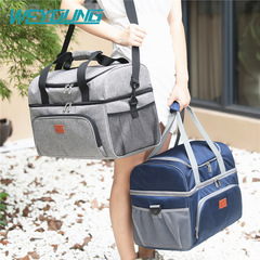 熱銷雙層野餐包單肩手提保溫袋加厚大容量車載保鮮冰包雙層午餐包